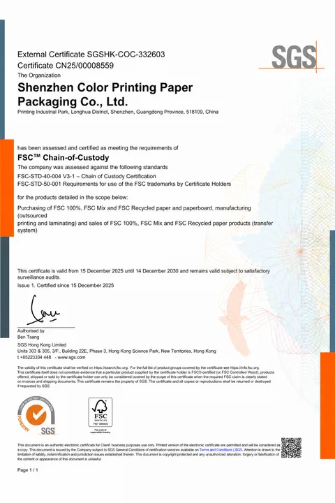 FSC Chain of Custody Certificate SGS SGSHK-COC-332603