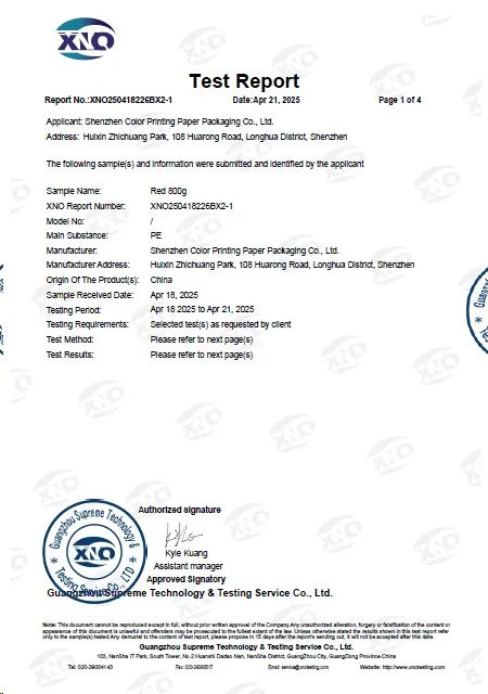 FDA food-contact test report