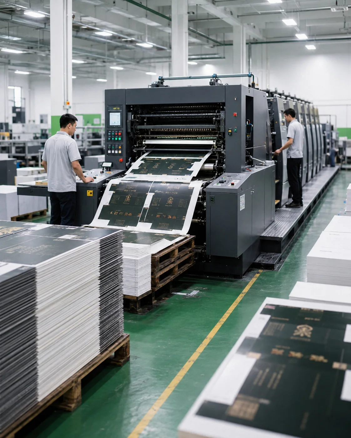 Offset printing press producing custom paperboard packaging sheets
