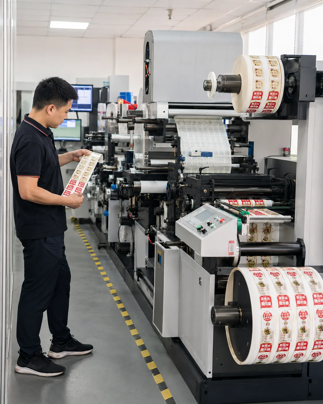 Digital label and sticker production line with quality inspection
