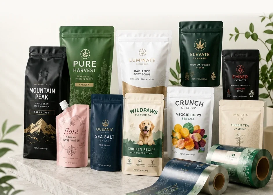 Mobile product display for Flexible Packaging and Stand Up Pouches