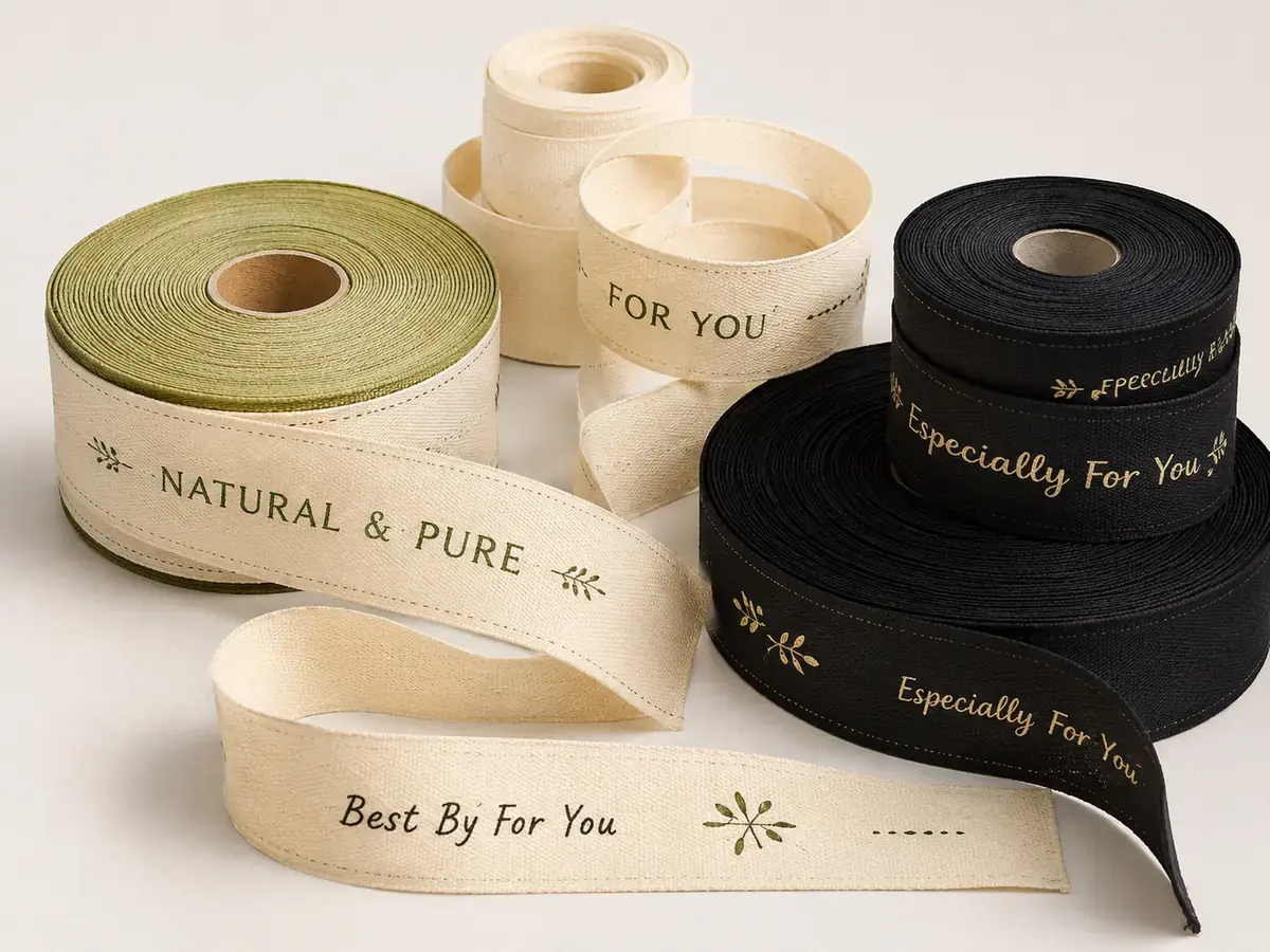 100% Eco Cotton Ribbons for Gift Wrapping | Sustainable Monomaterial Fabric Ribbons Bulk main image