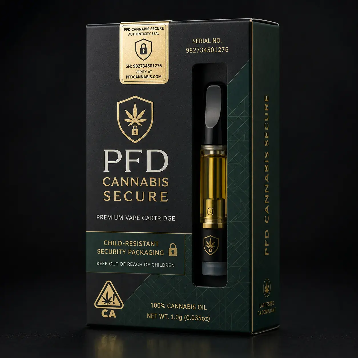 Child-Resistant Cannabis Vape Box with Serial Number Anti-Tamper Security Lock