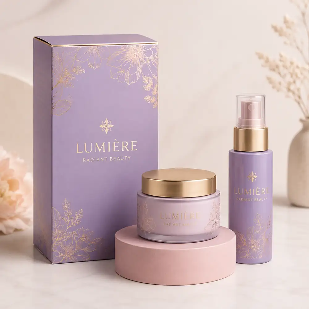 Cosmetic Skincare Packaging Boxes with Foil Stamping and Product Labels