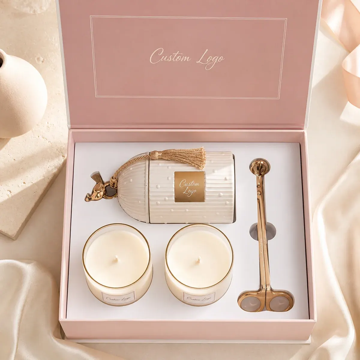 Custom Candle Care Set Gift Box with Fitted Tool Insert