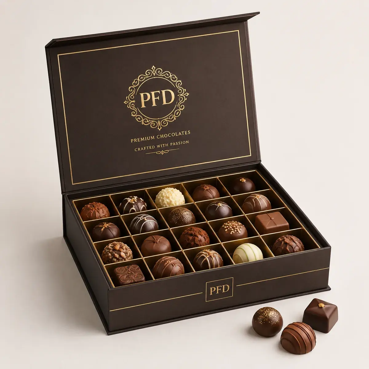 Custom Chocolate Boxes Bulk | Luxury Logo Printed Candy & Truffle Packaging Gift Boxes with Dividers main image