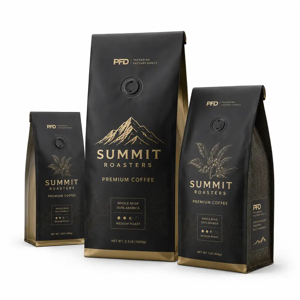 Custom Coffee Bags with One-Way Degassing Valve and Premium Printing