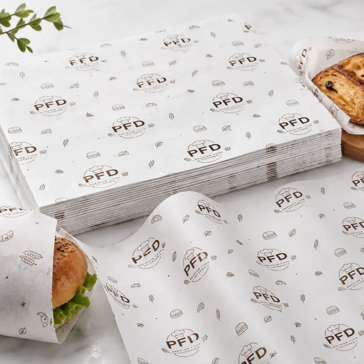 Custom Greaseproof Paper for Food | Bulk Printed Logo Wrapping Paper Sheets for Fast Food & Baking main image