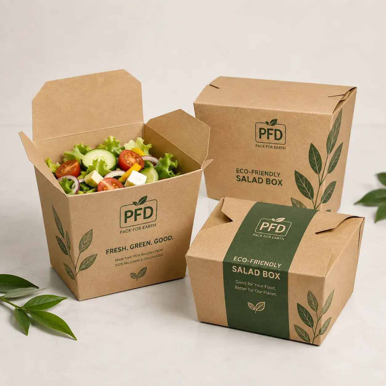 Custom Kraft Paper Salad Boxes | Eco-Friendly Takeaway Food Containers Wholesale main image