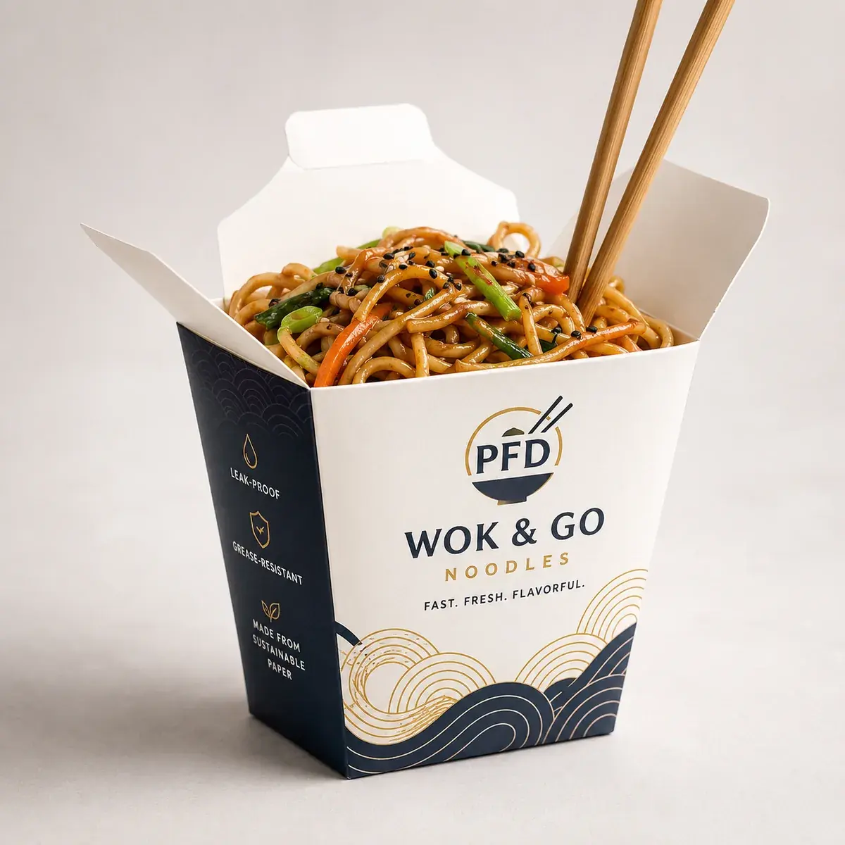 Custom Noodle Boxes Bulk | Leak-Proof Disposable Paper Chopstick Noodle Pails & Takeout Containers main image