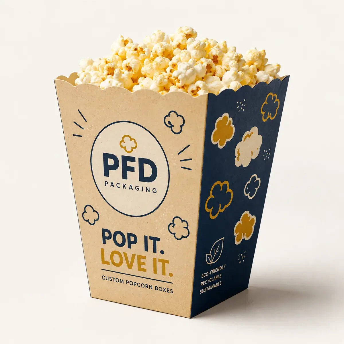 Custom Popcorn Boxes with Logo | Bulk Eco-Friendly Paper Cardboard Popcorn Tubs & Boxes for Cinema main image