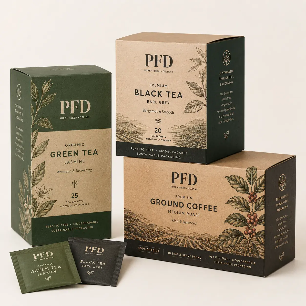 Custom Printed Paperboard Coffee Tea Boxes | Sustainable Eco-Friendly Beverage Packaging Bulk main image