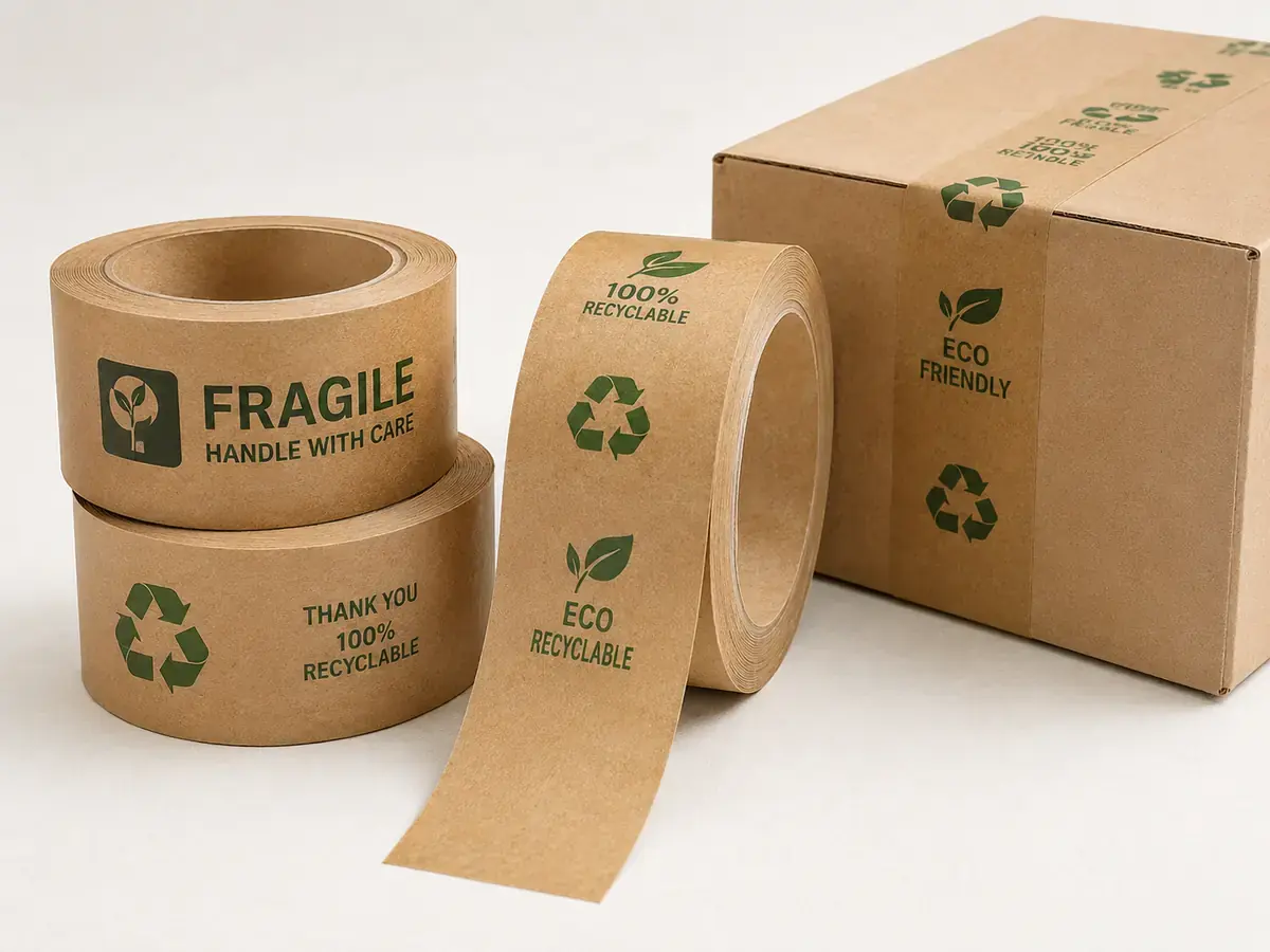 Custom Printed Water Activated Tape | Eco-Friendly Reinforced Kraft Paper Tape Wholesale main image