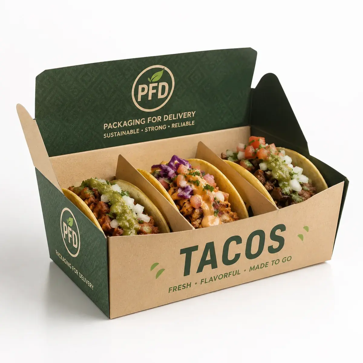 Custom Taco Boxes Bulk | Grease-Resistant Disposable Paper Taco Holders & Catering Takeout Packing Boxes main image