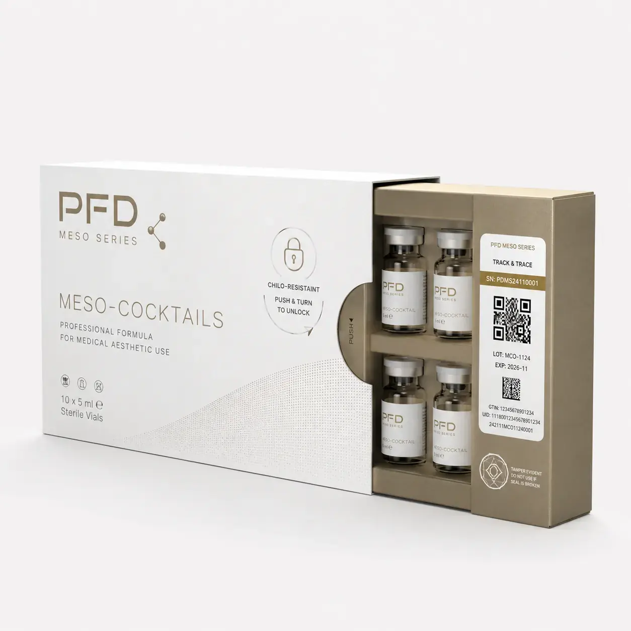 Custom Tamper-Evident Hyaluronic Acid Injection Box with GS1 DataMatrix for Pre-filled Syringes