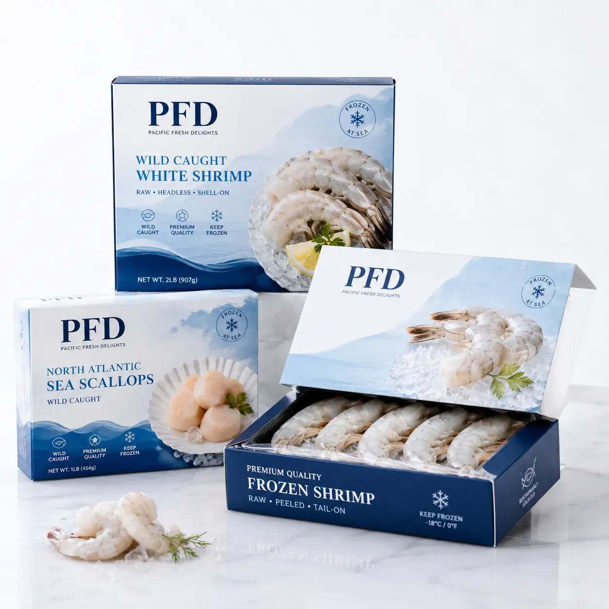 Moisture-Resistant Cardboard Frozen Food Boxes | Custom Printed Seafood Packaging Wholesale main image