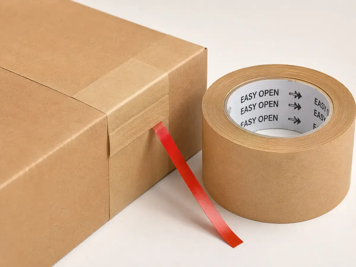 Self-Sealing Double Sided Adhesive Tape with Tear Strip | E-commerce Box Easy Open Tape main image