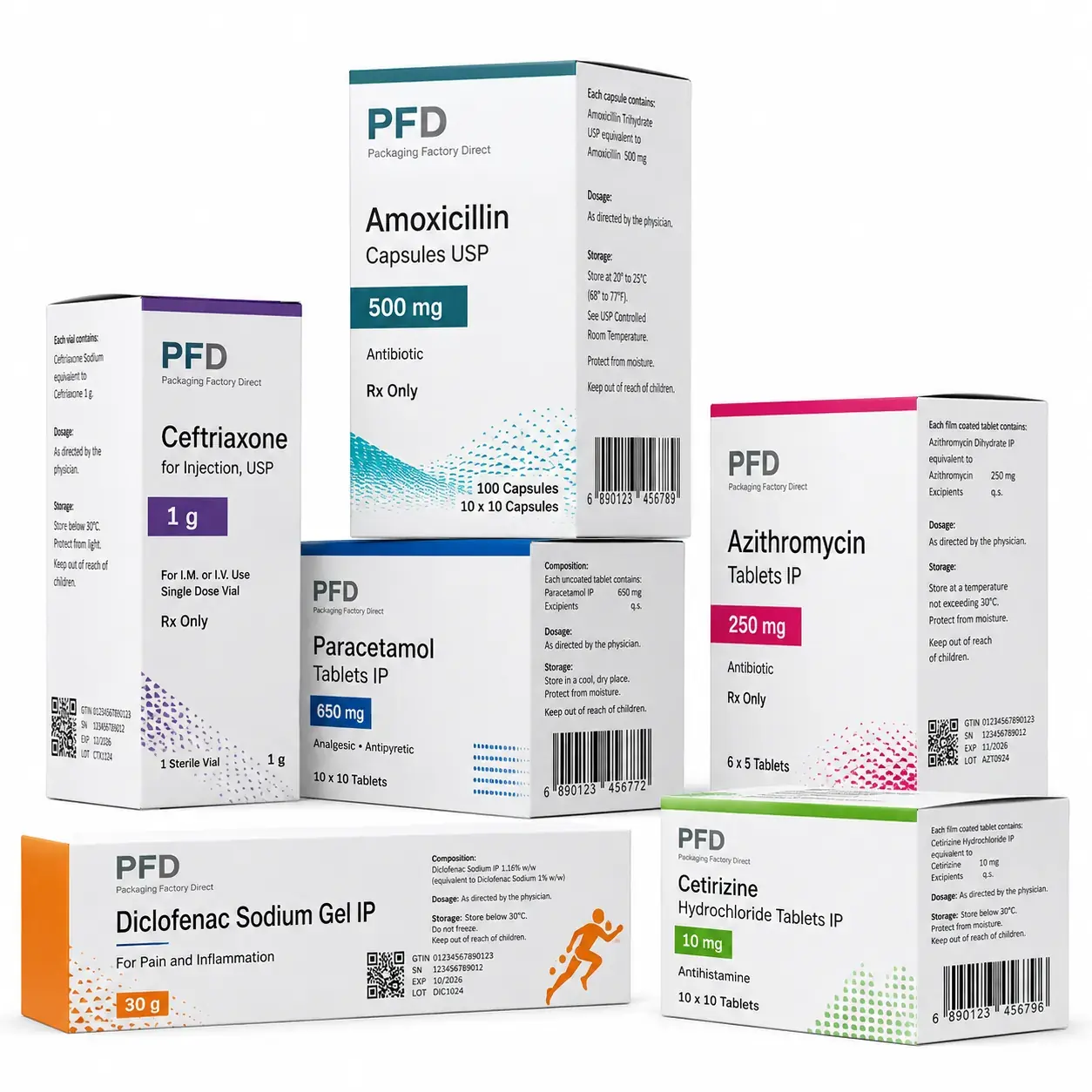 Wholesale Reverse Tuck End Pharmaceutical Cartons with Integrated Tamper-Evident Tear-Strip